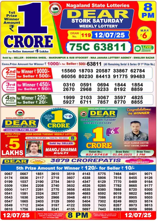 Nagaland State Lottery Result 8:00 PM